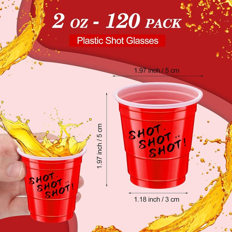 cssopenss 120 pcs Red Plastic Shot Glasses 2 oz red shot cups Christmas shot glasses disposable for drinking Tastings served Snacks Jello Tastings and Samples - Image 2